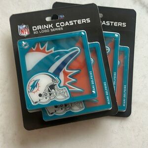 NFL Miami Dolphins New 3D Drink Coasters (2 packs of 2 coasters)
